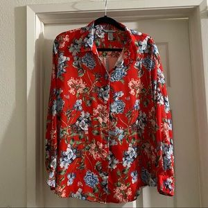 H&M FLORAL BUTTON UP BLOUSE